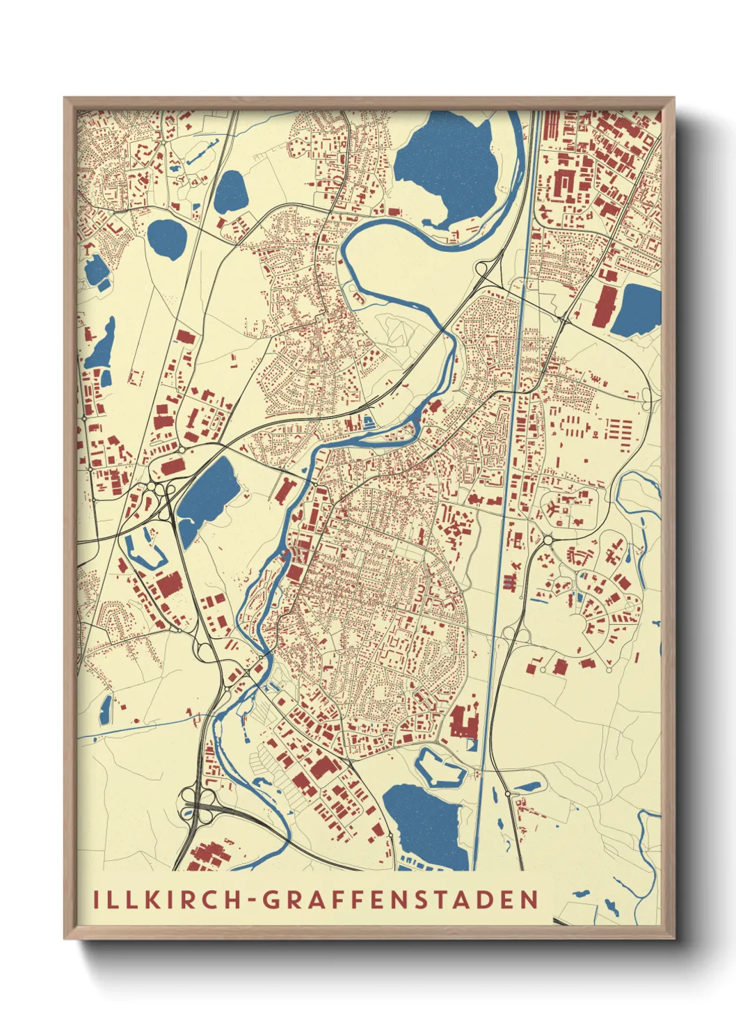 Une affiche de carte sur Illkirch-Graffenstaden