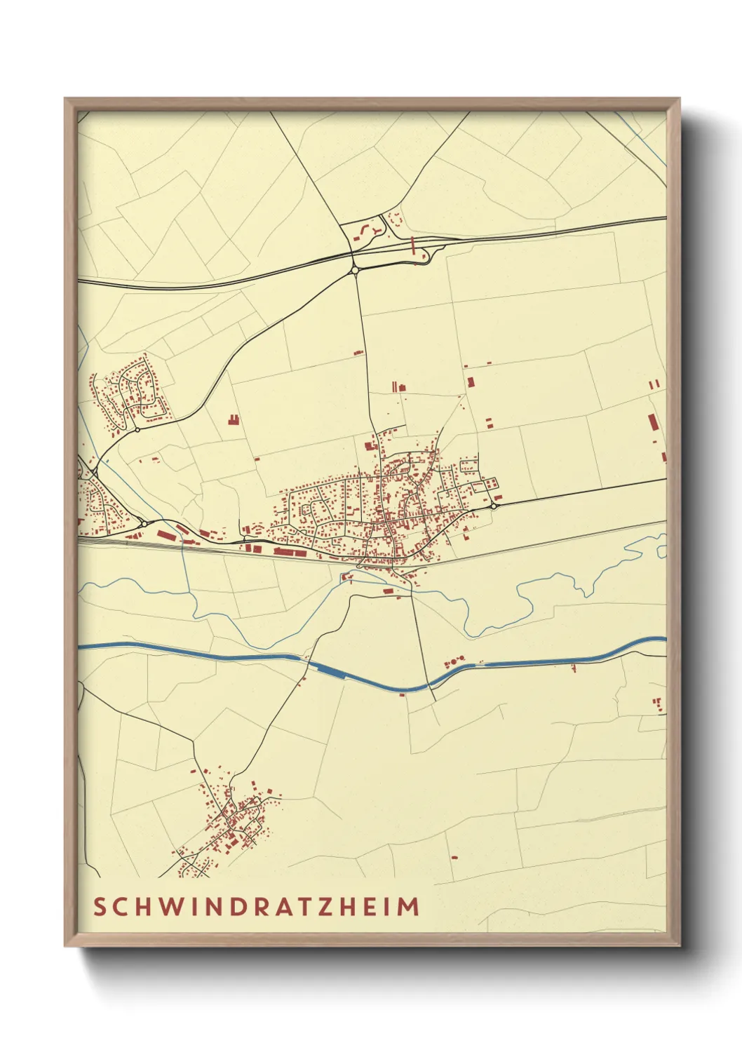 Une affiche de carte sur Schwindratzheim
