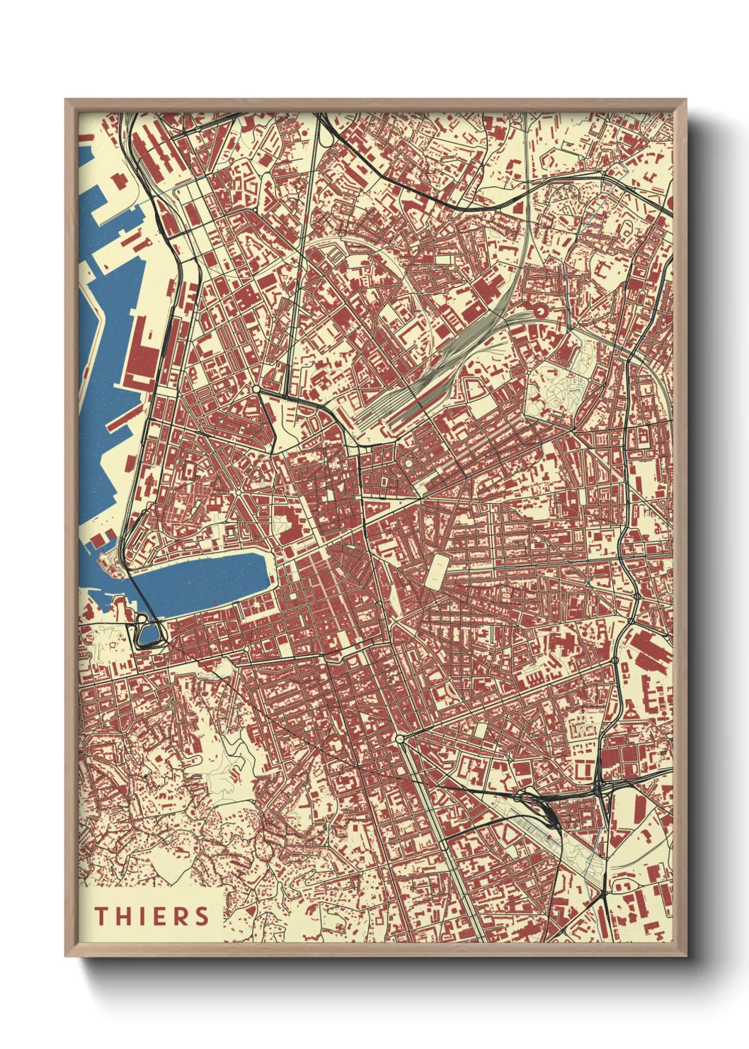 Une affiche de carte sur Thiers