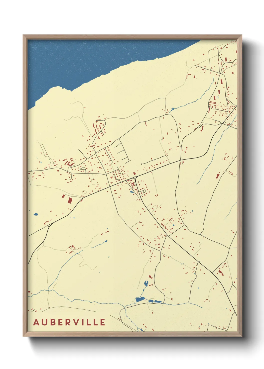 Une affiche de carte sur Auberville