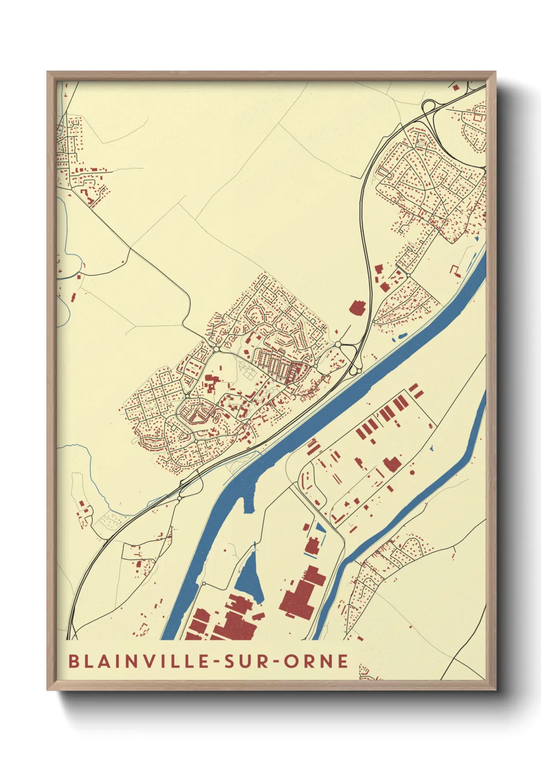 Une affiche de carte sur Blainville-sur-Orne