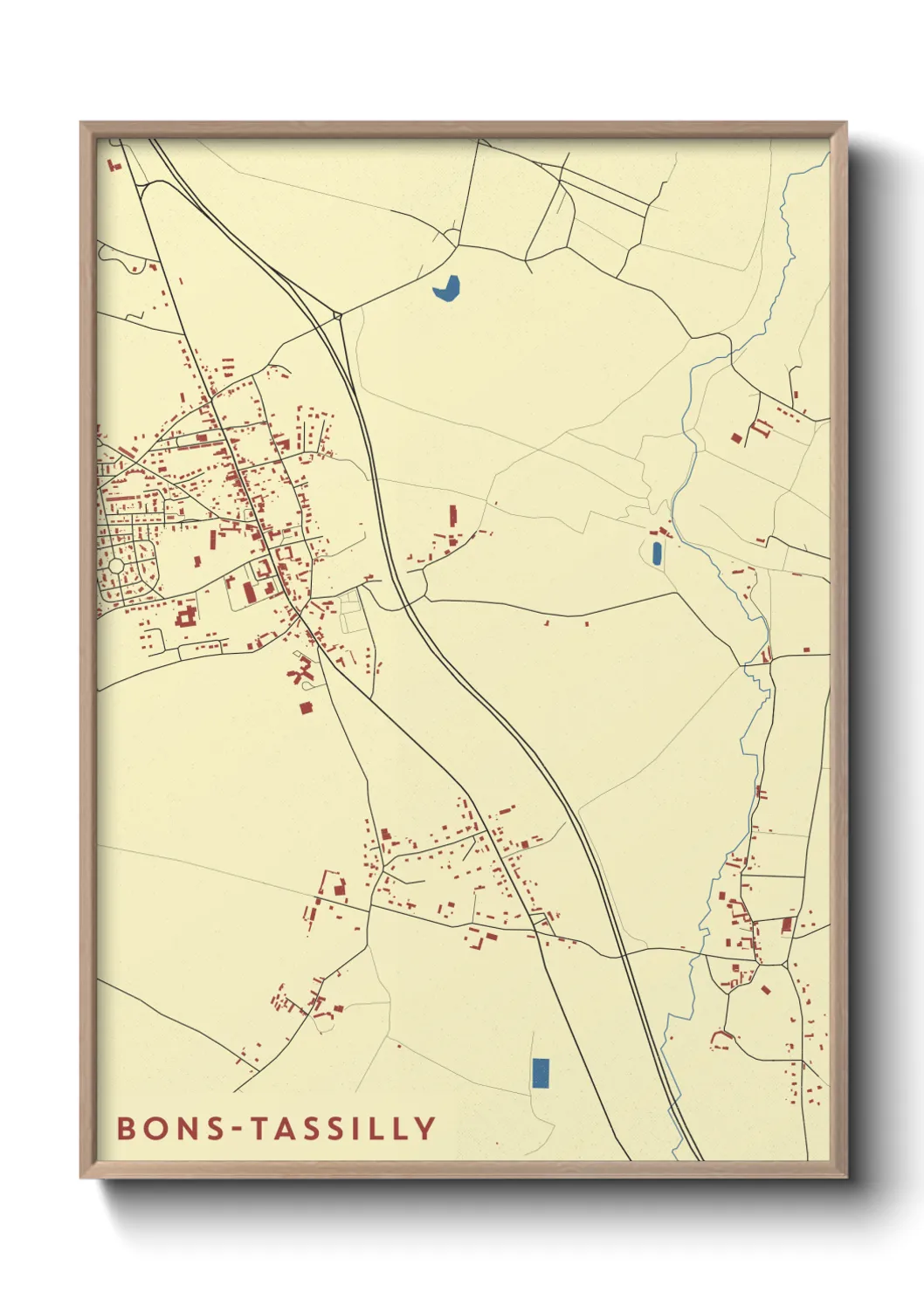 Une affiche de carte sur Bons-Tassilly