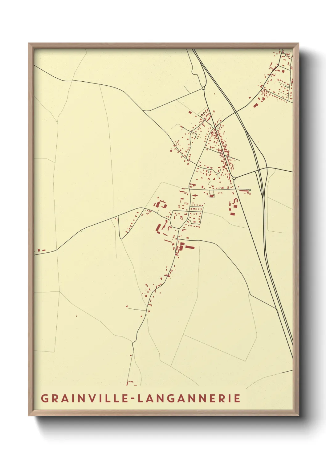 Une affiche de carte sur Grainville-Langannerie