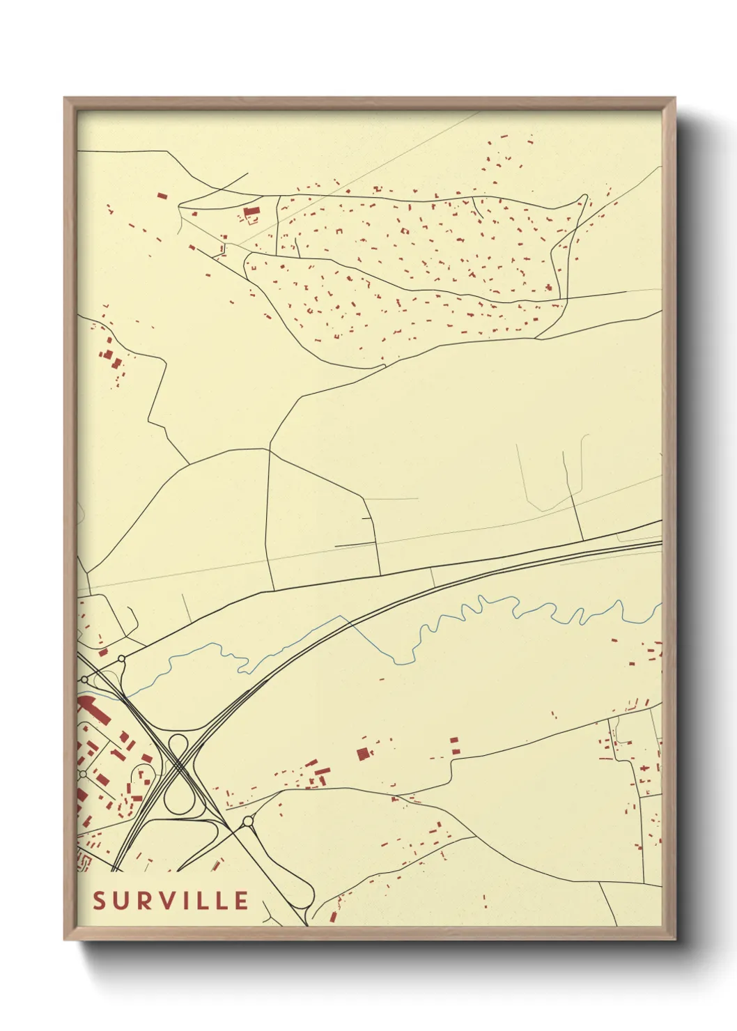 Une affiche de carte sur Surville