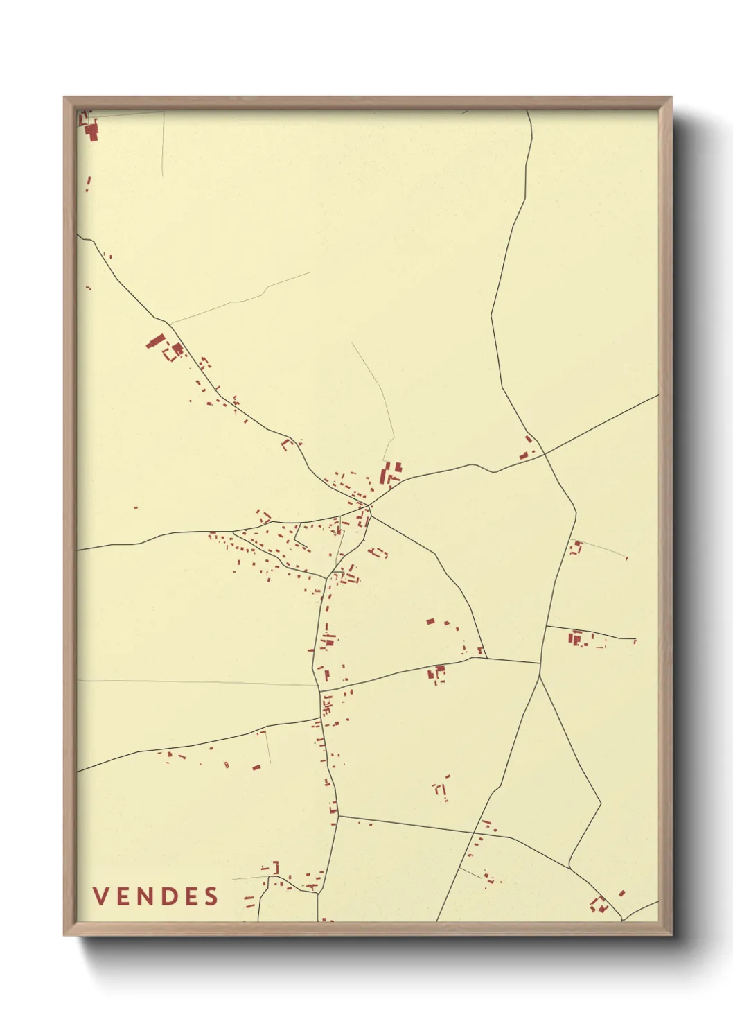 Une affiche de carte sur Vendes