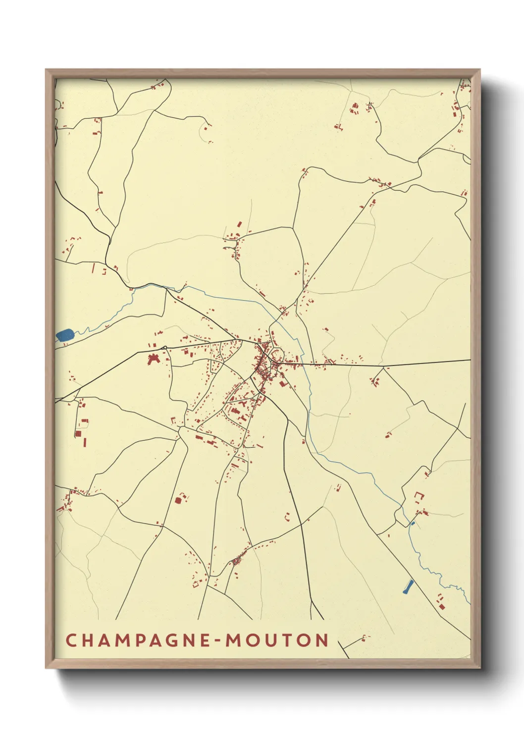 Une affiche de carte sur Champagne-Mouton