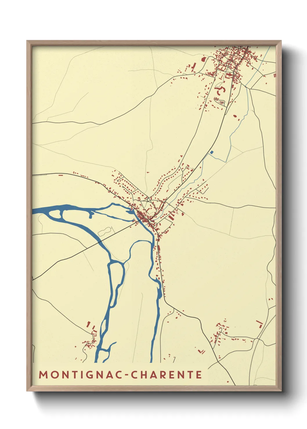 Une affiche de carte sur Montignac-Charente