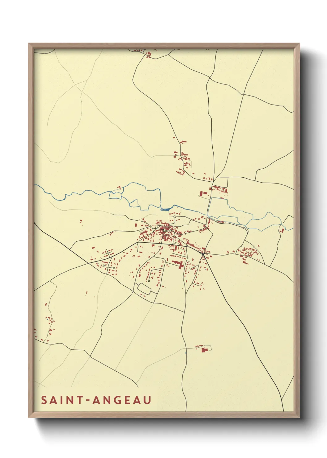 Une affiche de carte sur Saint-Angeau