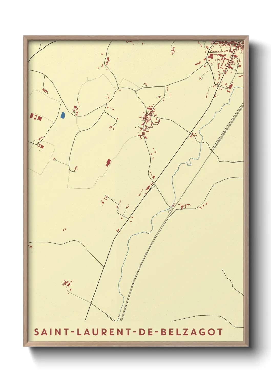 Une affiche de carte sur Saint-Laurent-de-Belzagot