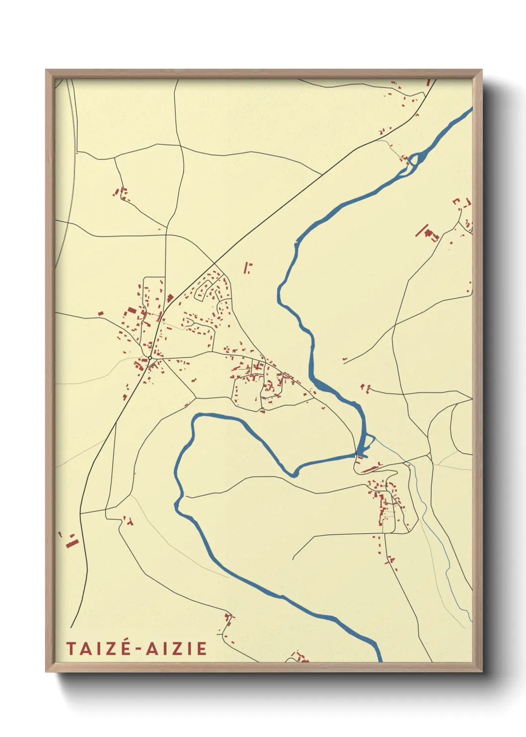 Une affiche de carte sur Taizé-Aizie