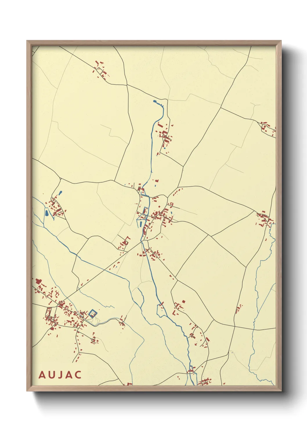 Une affiche de carte sur Aujac