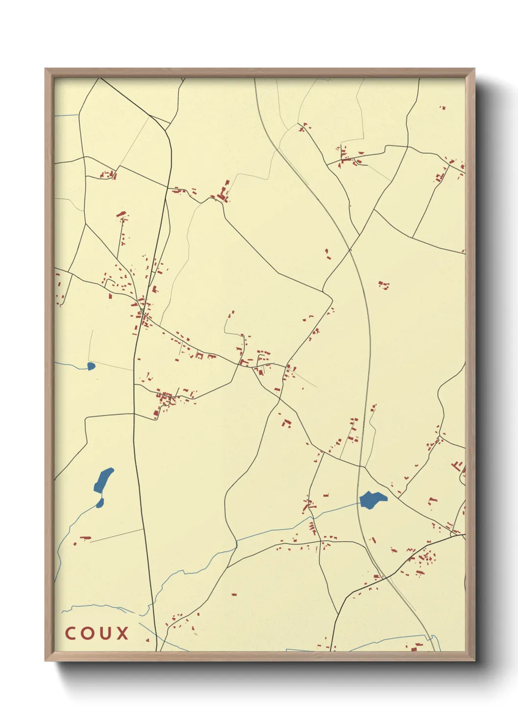 Une affiche de carte sur Coux