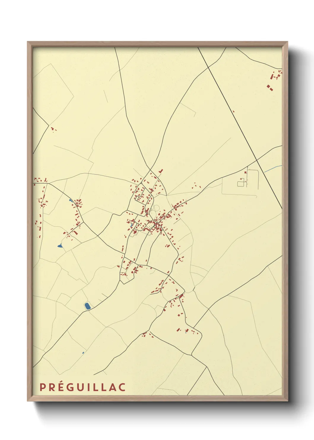 Une affiche de carte sur Préguillac