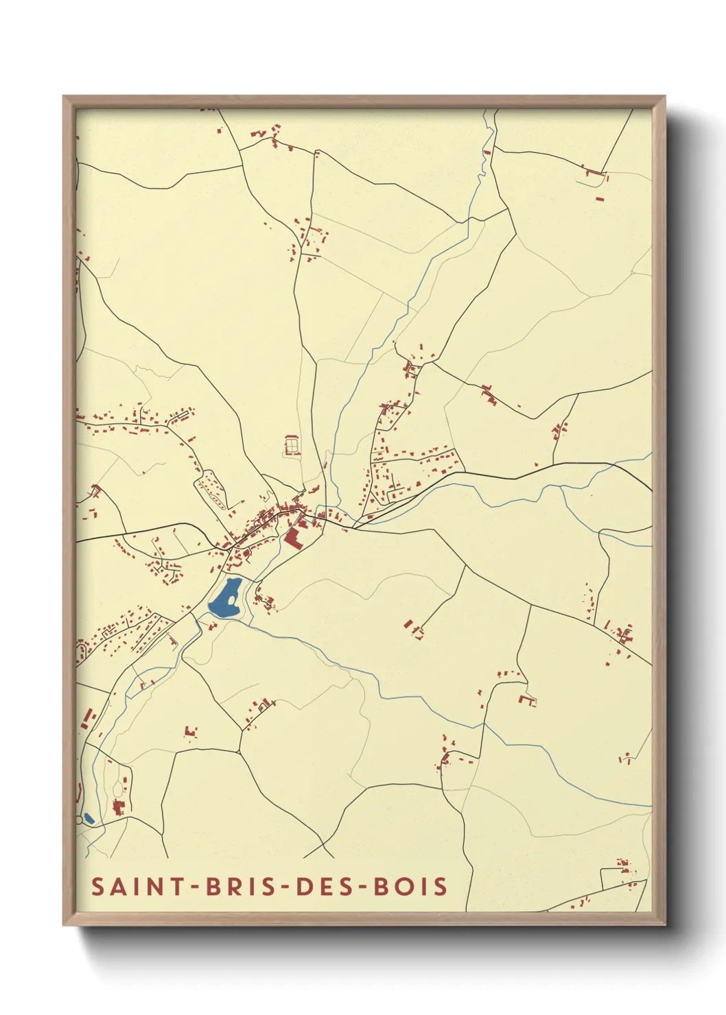 Une affiche de carte sur Saint-Bris-des-Bois
