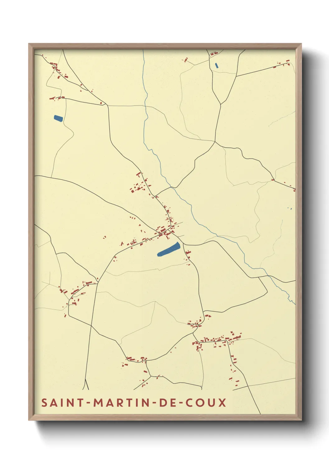 Une affiche de carte sur Saint-Martin-de-Coux