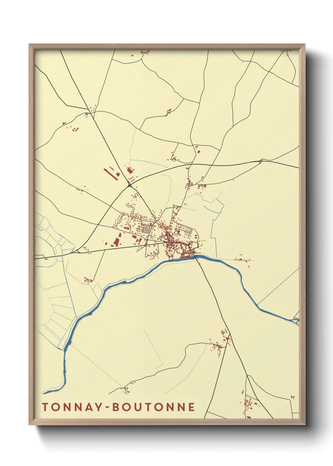 Une affiche de carte sur Tonnay-Boutonne