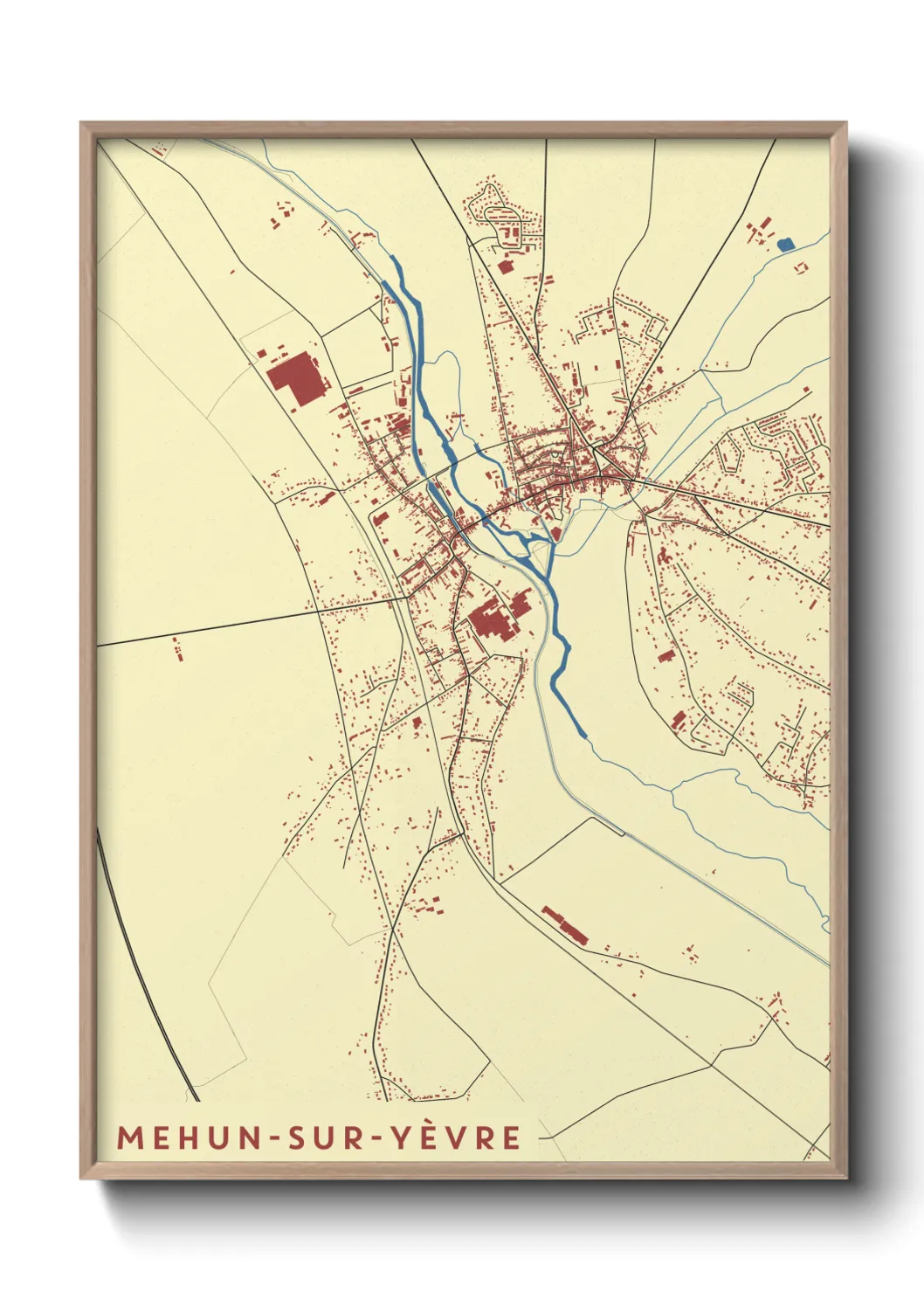 Une affiche de carte sur Mehun-sur-Yèvre