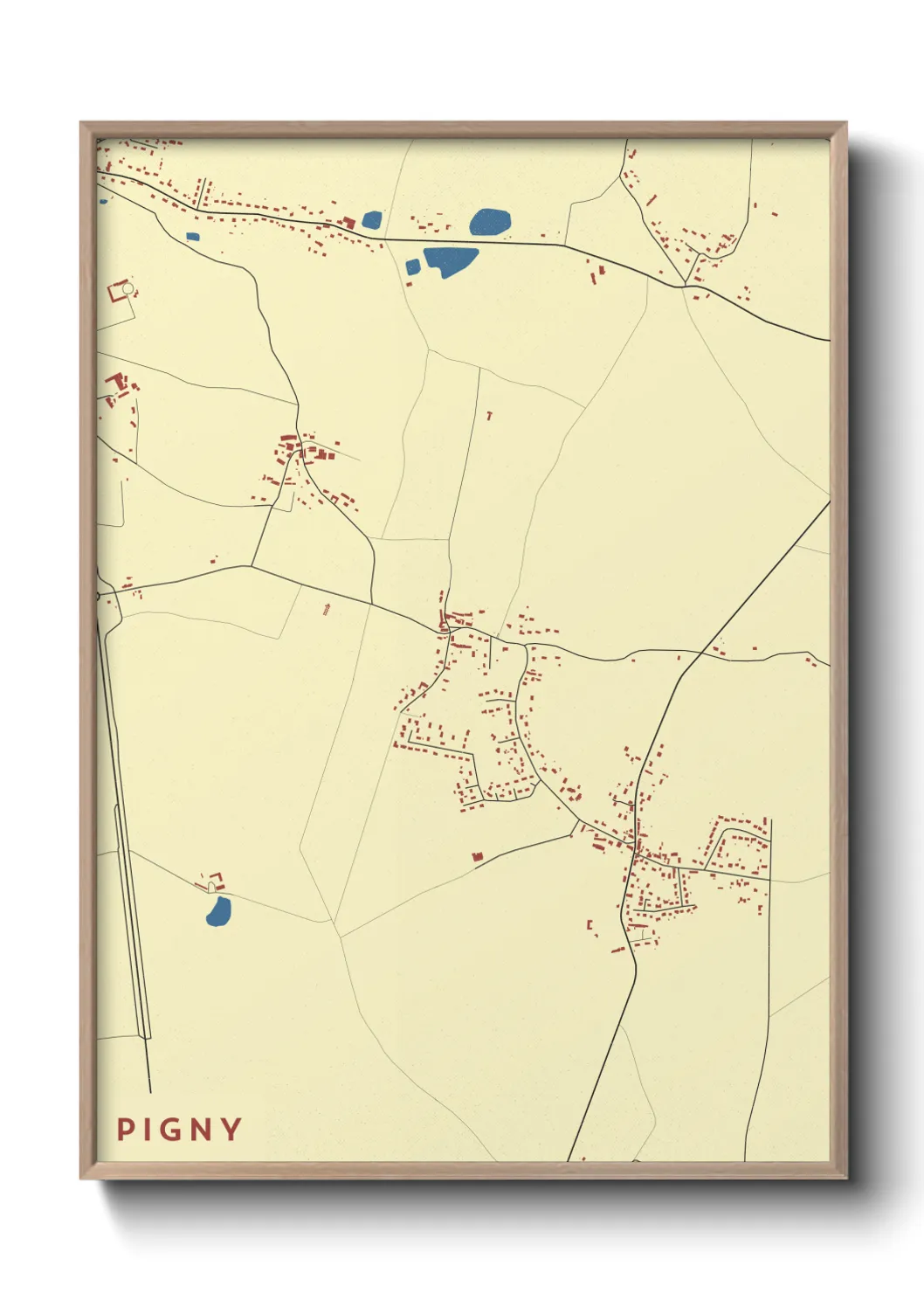 Une affiche de carte sur Pigny