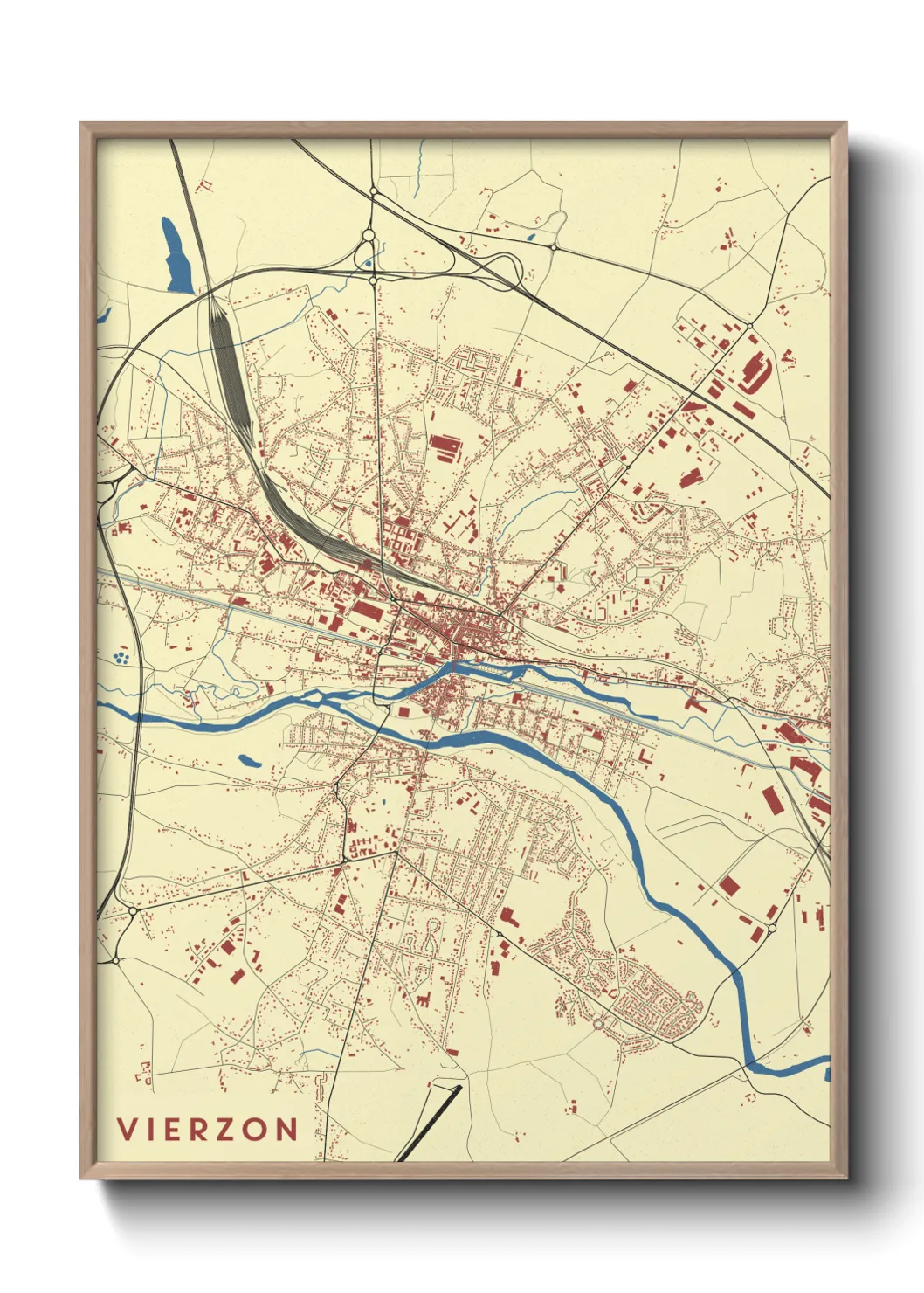Une affiche de carte sur Vierzon
