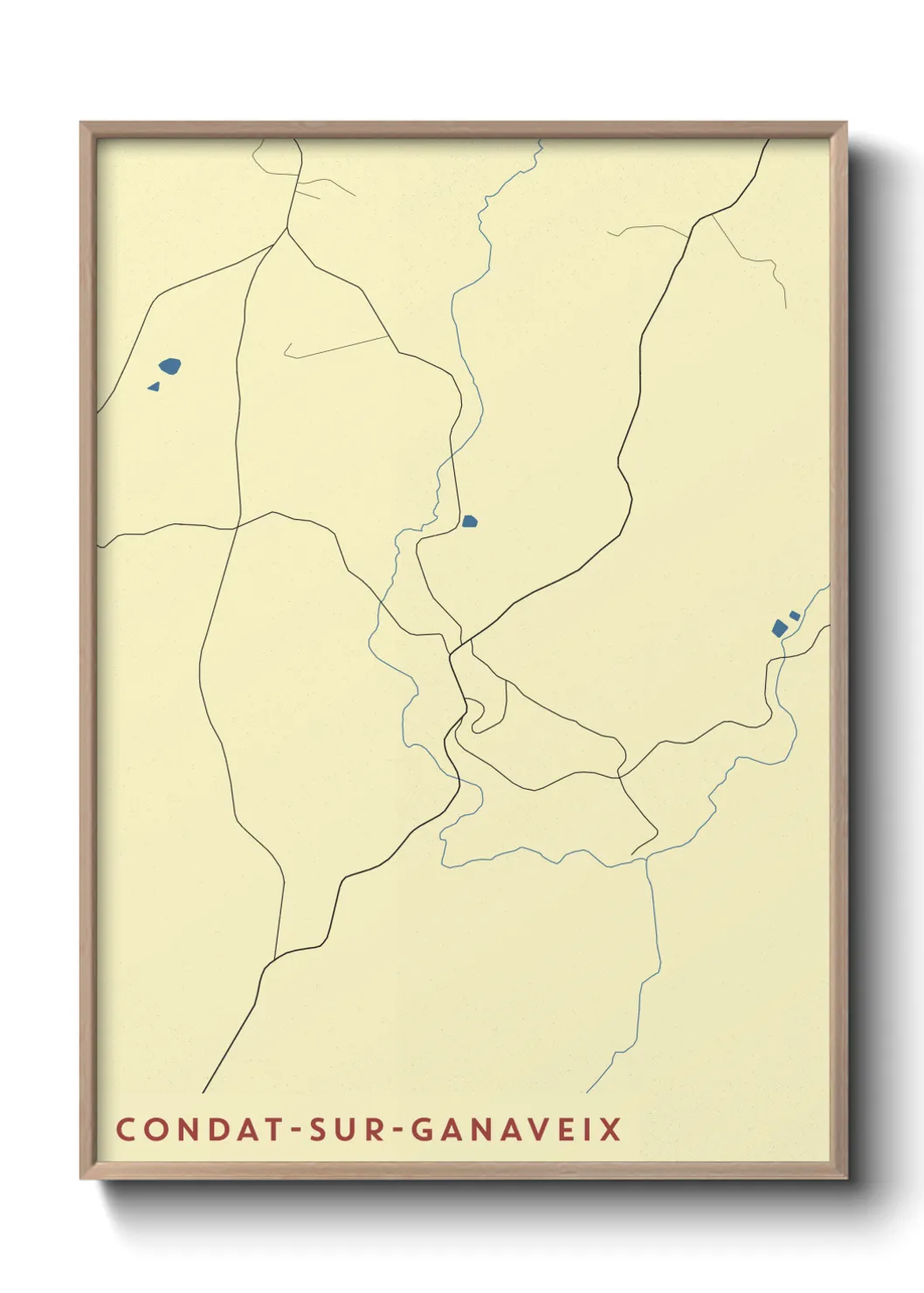 Une affiche de carte sur Condat-sur-Ganaveix