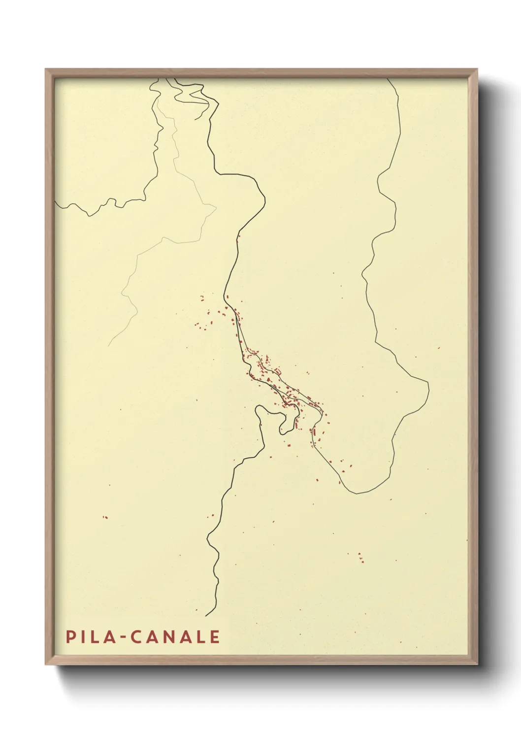 Une affiche de carte sur Pila-Canale