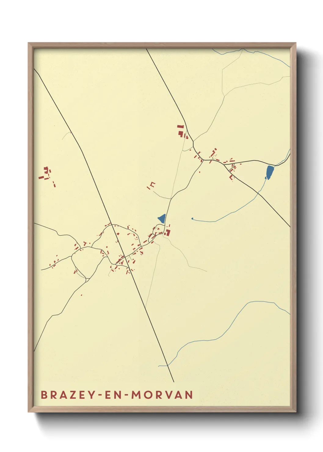 Une affiche de carte sur Brazey-en-Morvan