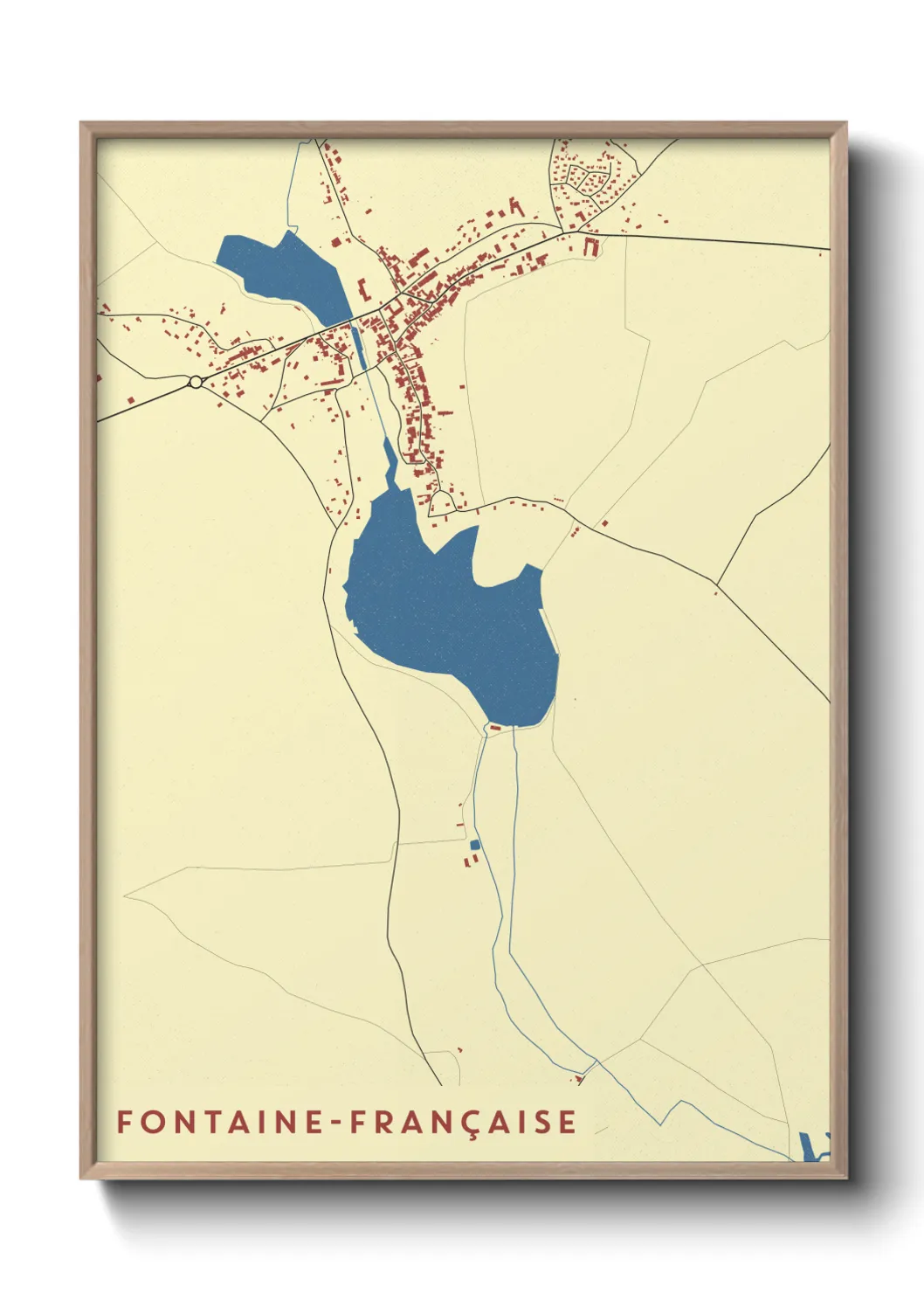 Une affiche de carte sur Fontaine-Française