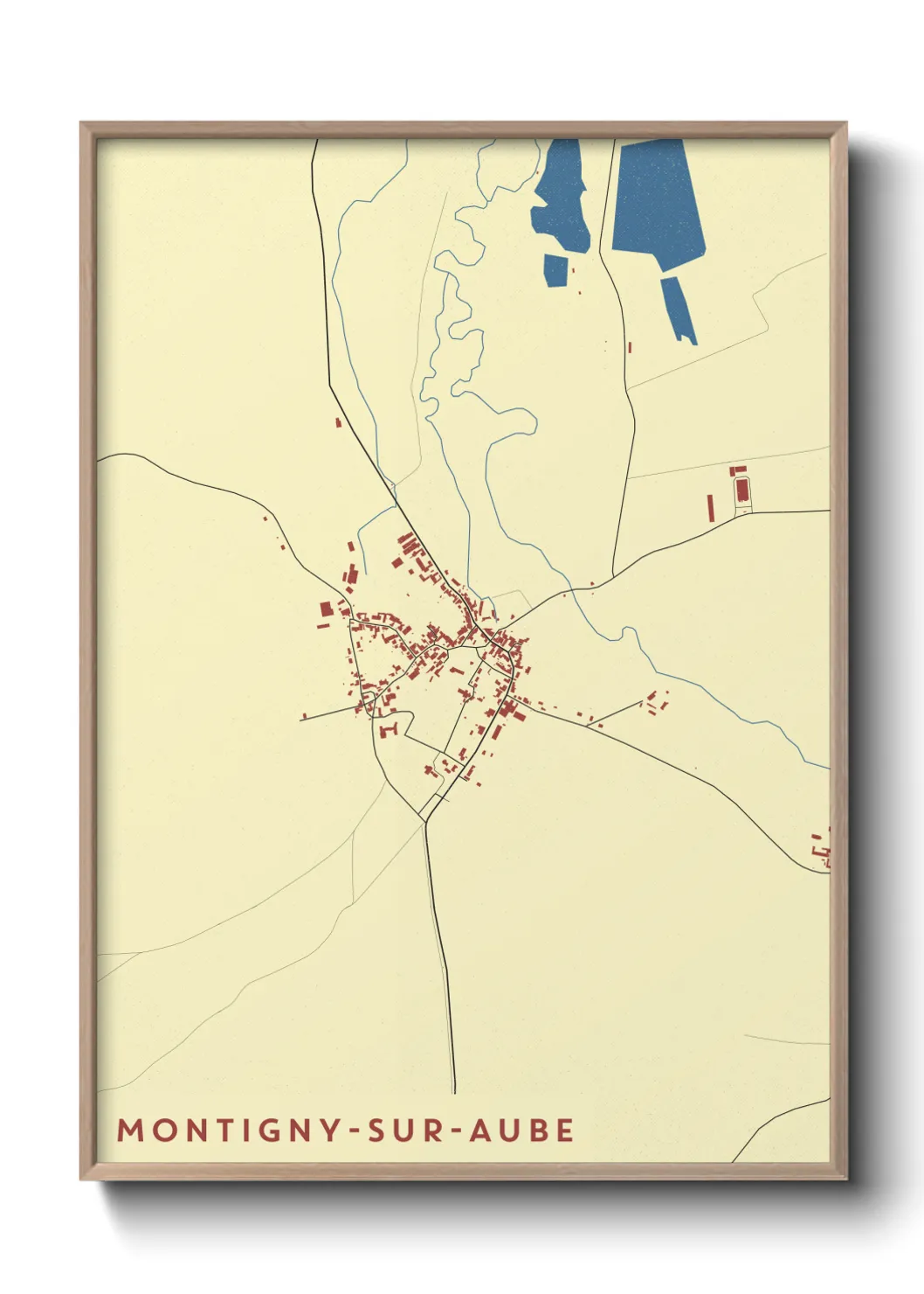 Une affiche de carte sur Montigny-sur-Aube