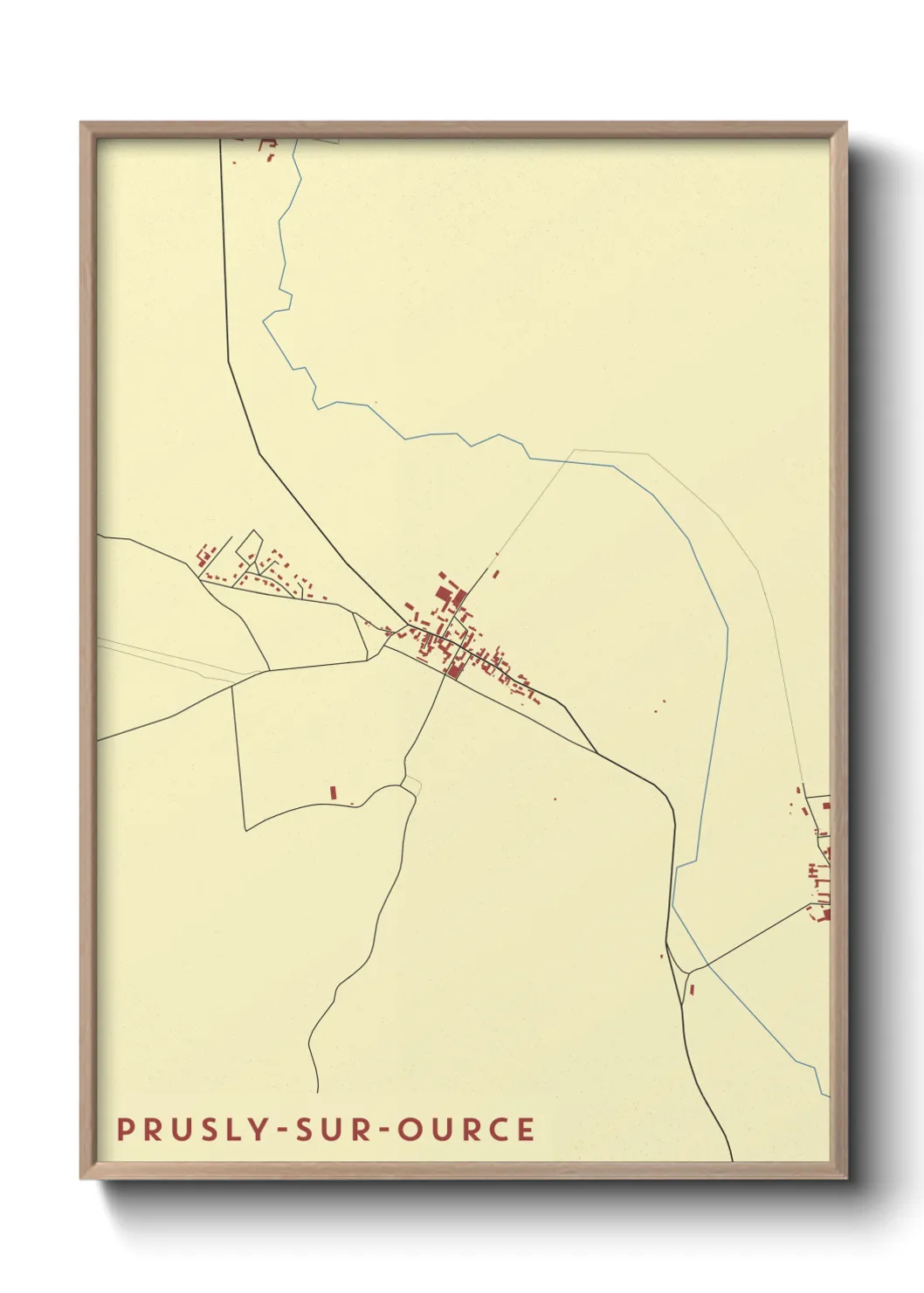 Une affiche de carte sur Prusly-sur-Ource