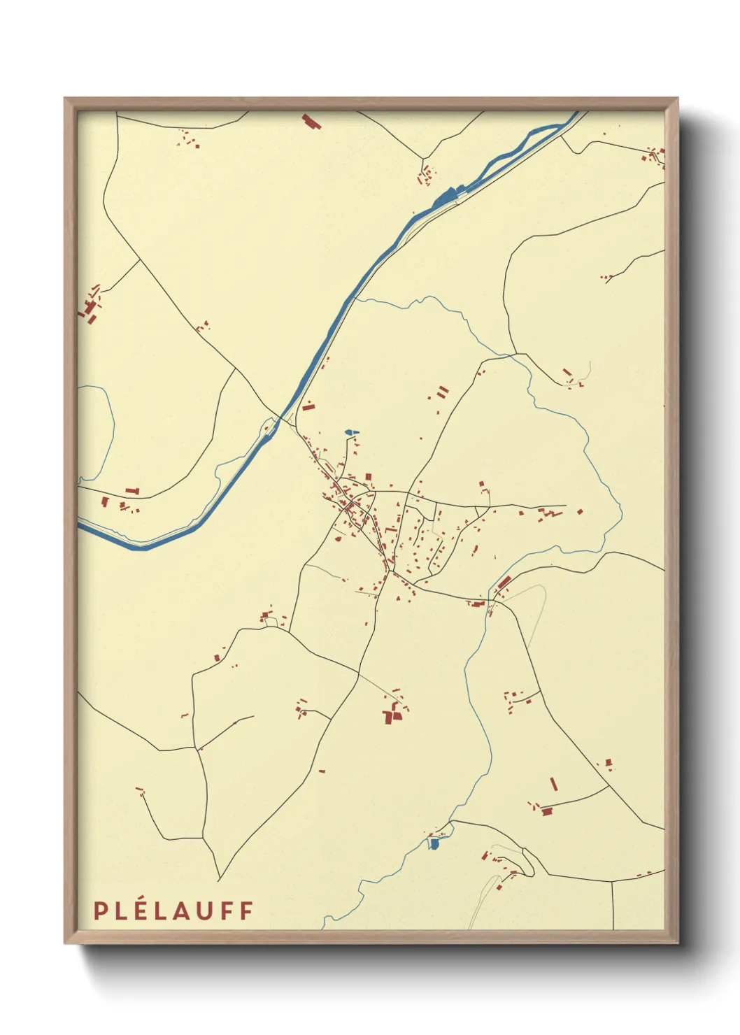 Une affiche de carte sur Plélauff