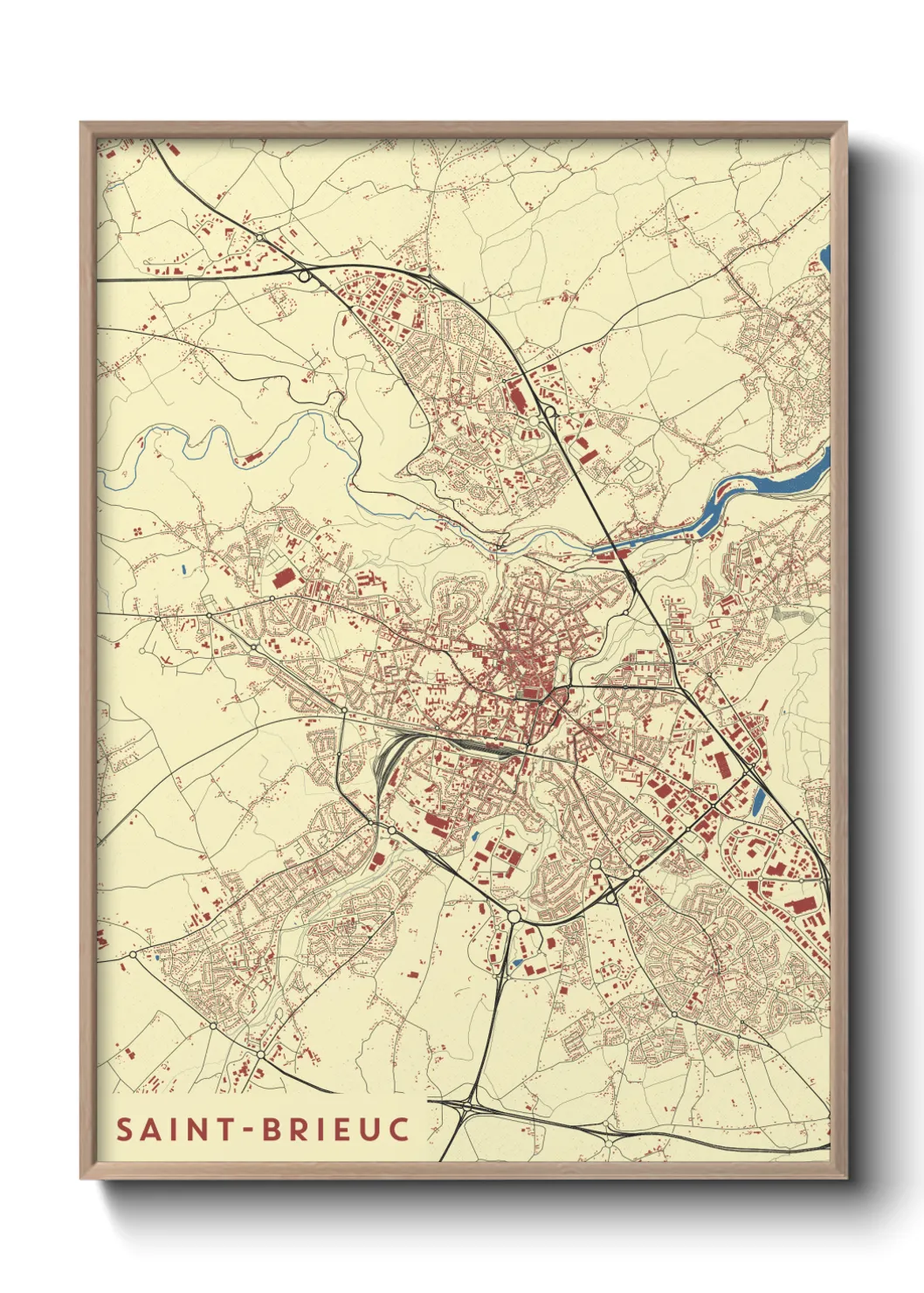 Une affiche de carte sur Saint-Brieuc