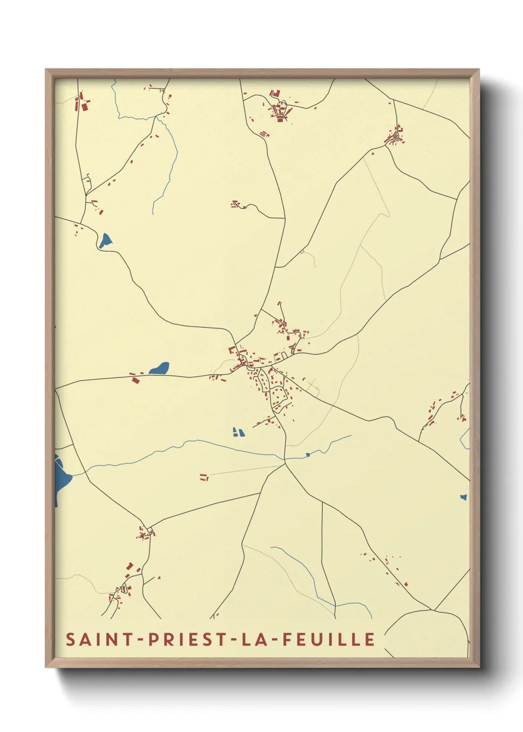 Une affiche de carte sur Saint-Priest-la-Feuille