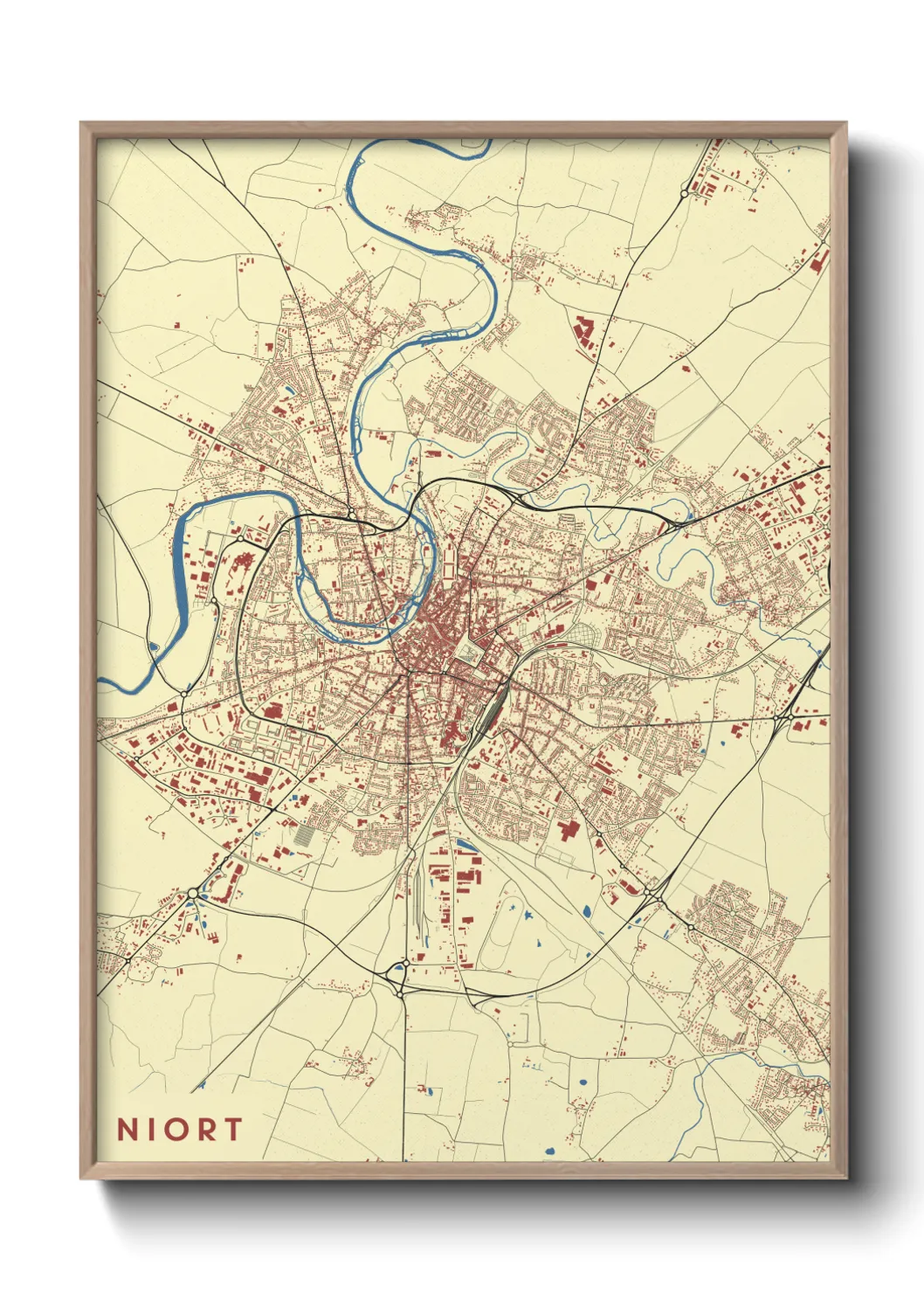 Une affiche de carte sur Niort