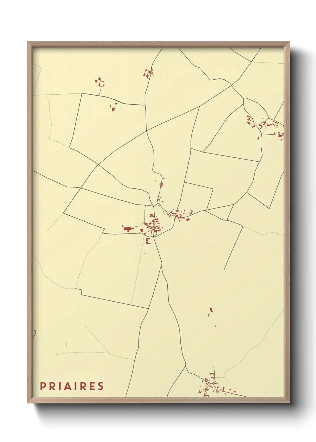 Une affiche de carte sur Priaires