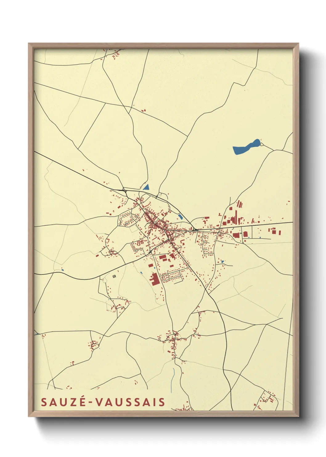 Une affiche de carte sur Sauzé-Vaussais