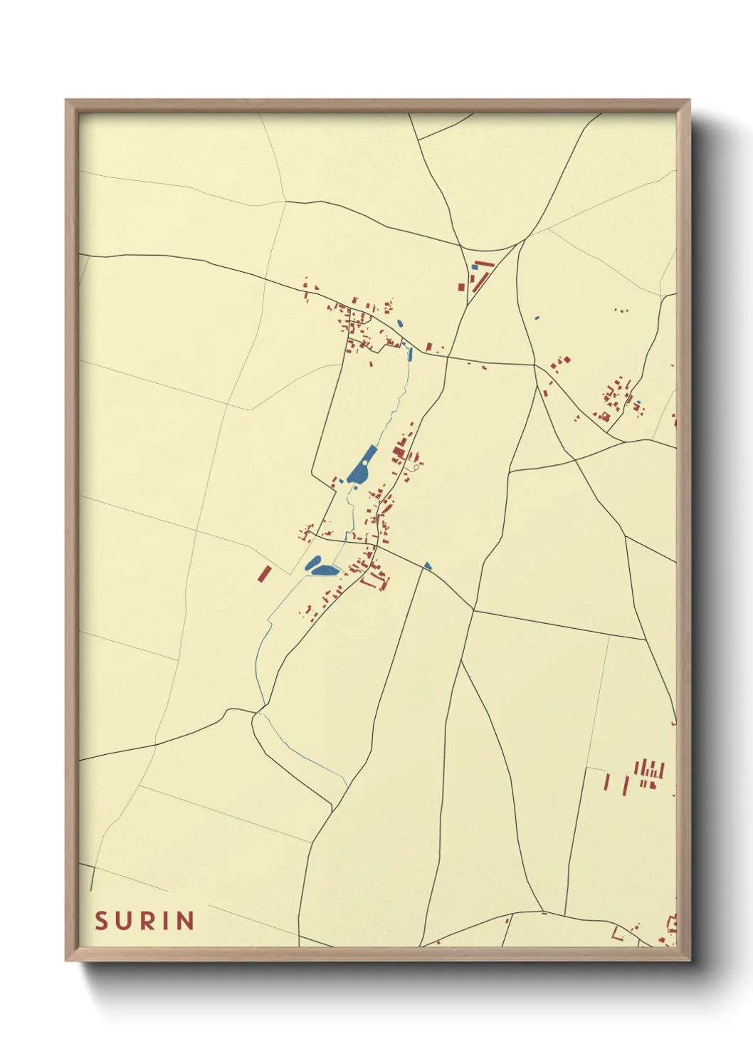 Une affiche de carte sur Surin