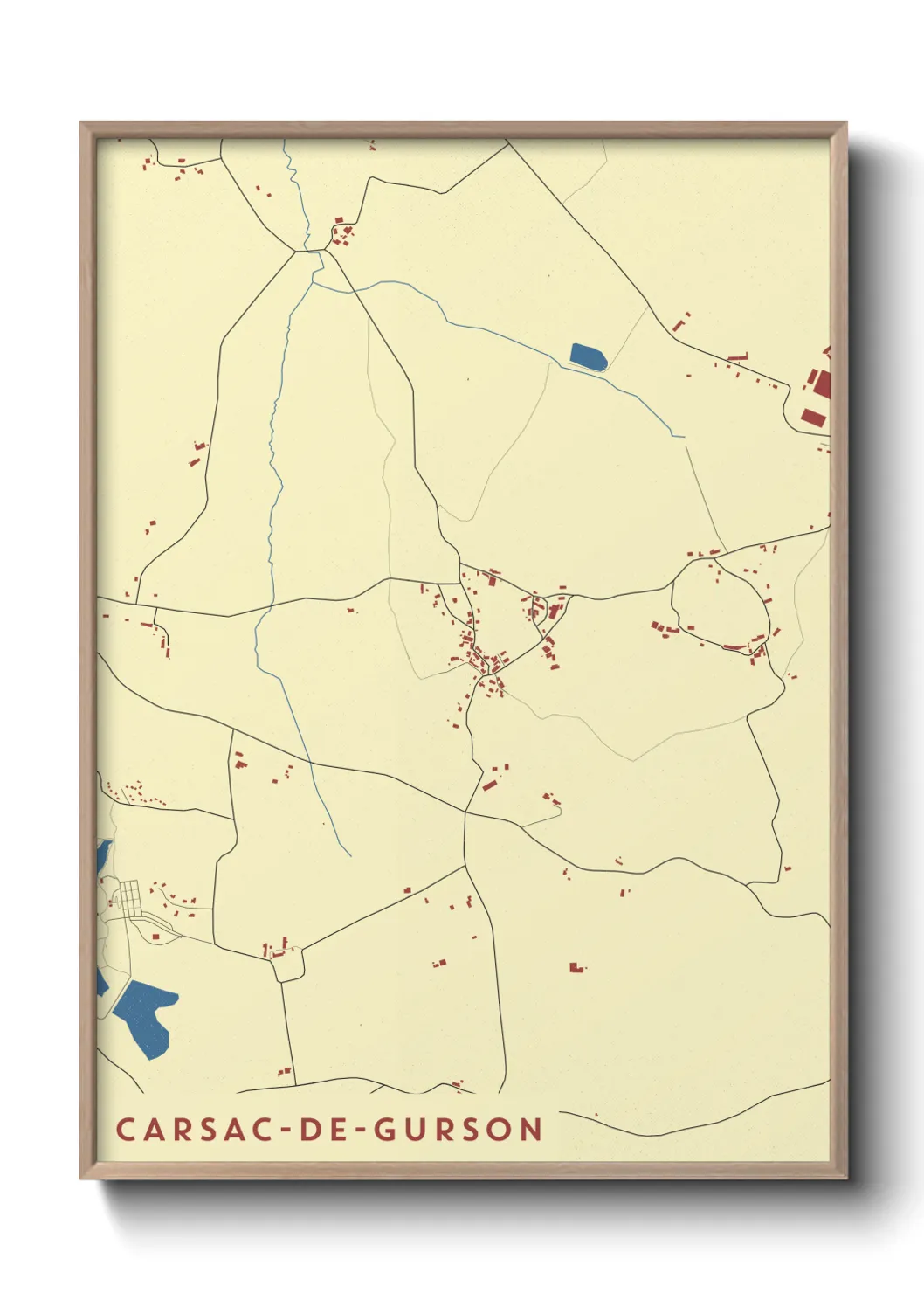 Une affiche de carte sur Carsac-de-Gurson