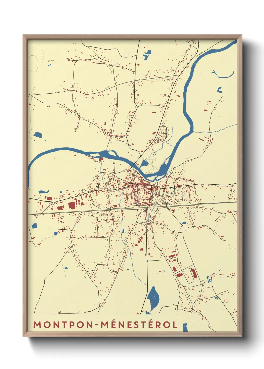 Une affiche de carte sur Montpon-Ménestérol