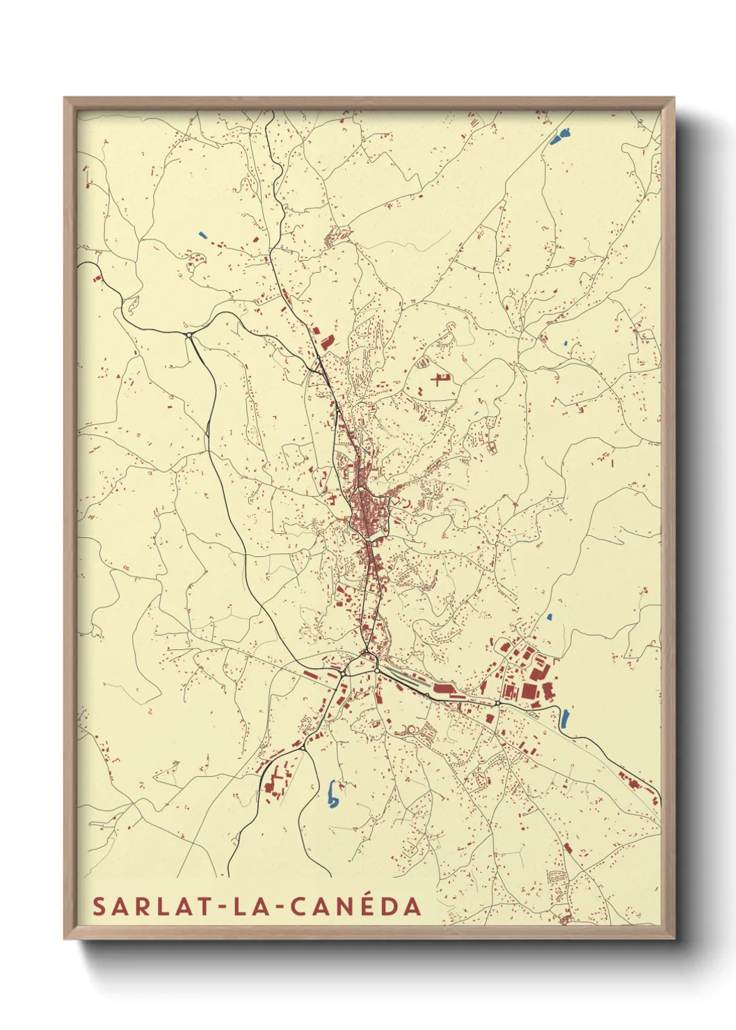 Une affiche de carte sur Sarlat-la-Canéda