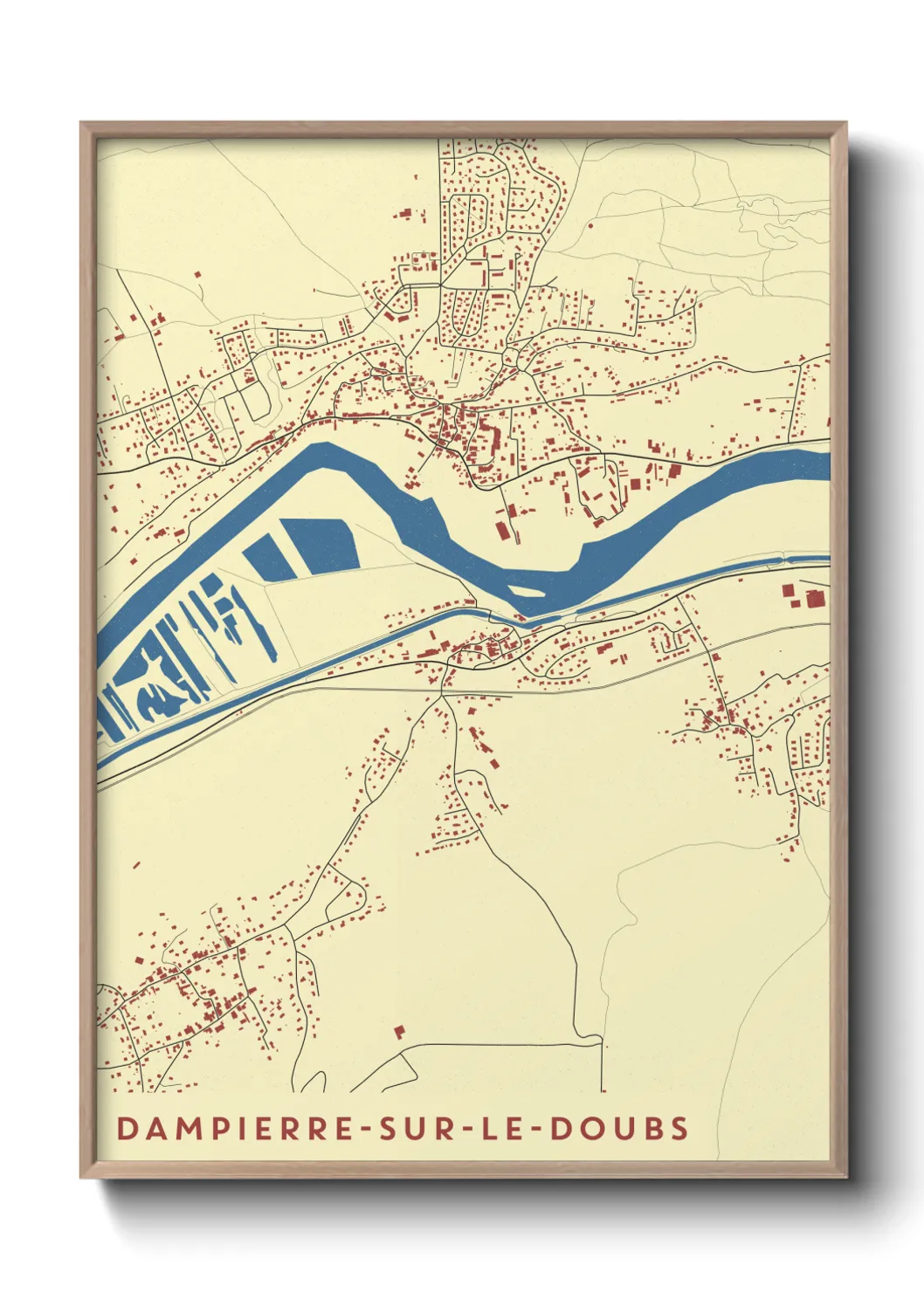Une affiche de carte sur Dampierre-sur-le-Doubs