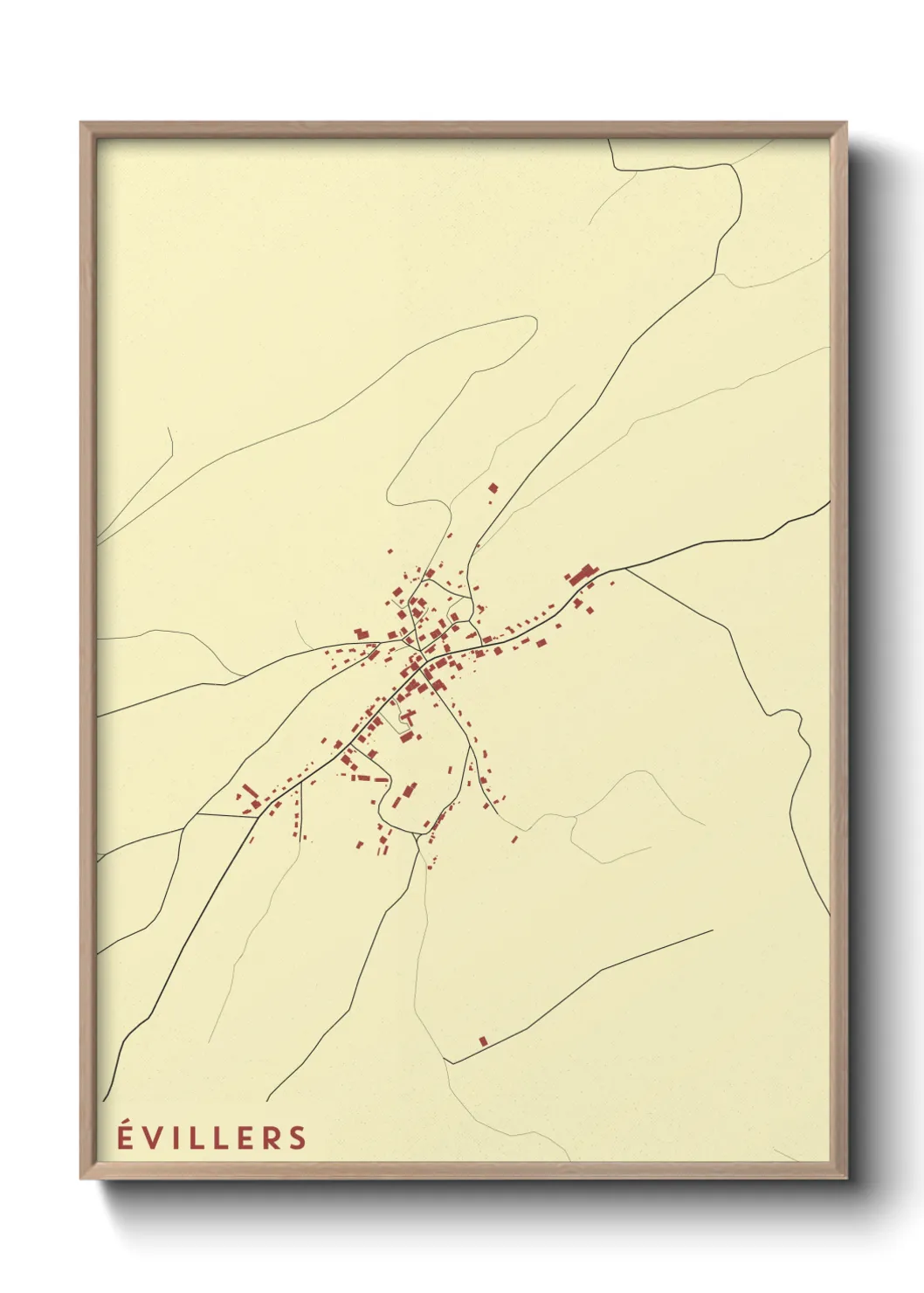 Une affiche de carte sur Évillers