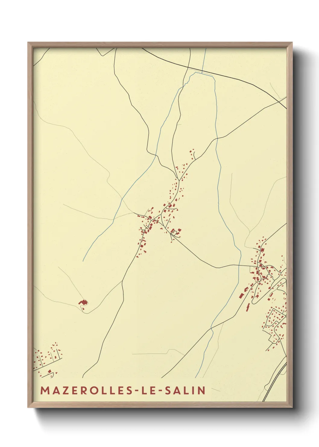 Une affiche de carte sur Mazerolles-le-Salin