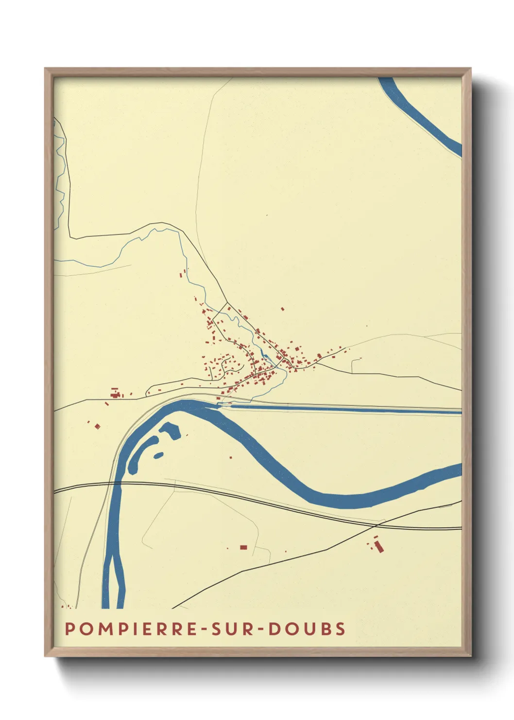 Une affiche de carte sur Pompierre-sur-Doubs