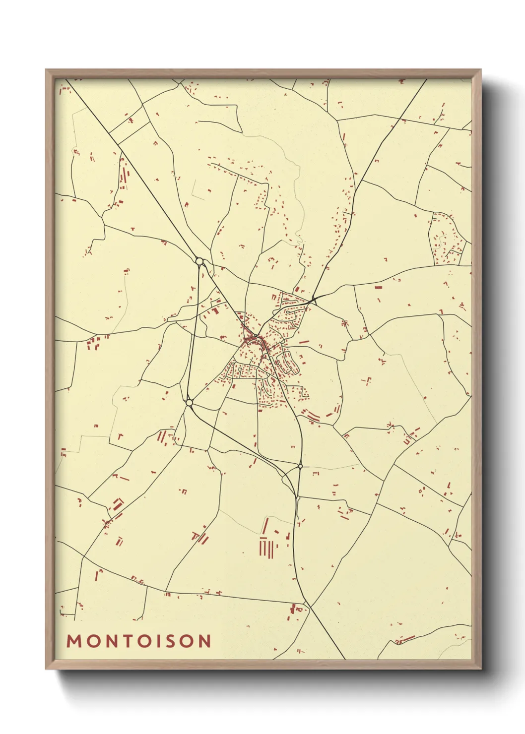 Une affiche de carte sur Montoison