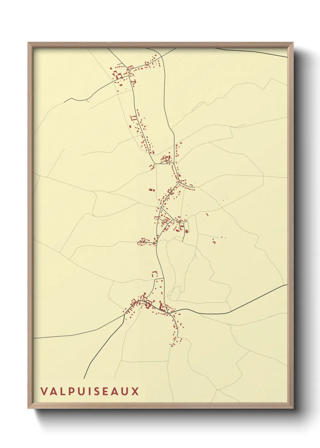 Une affiche de carte sur Valpuiseaux