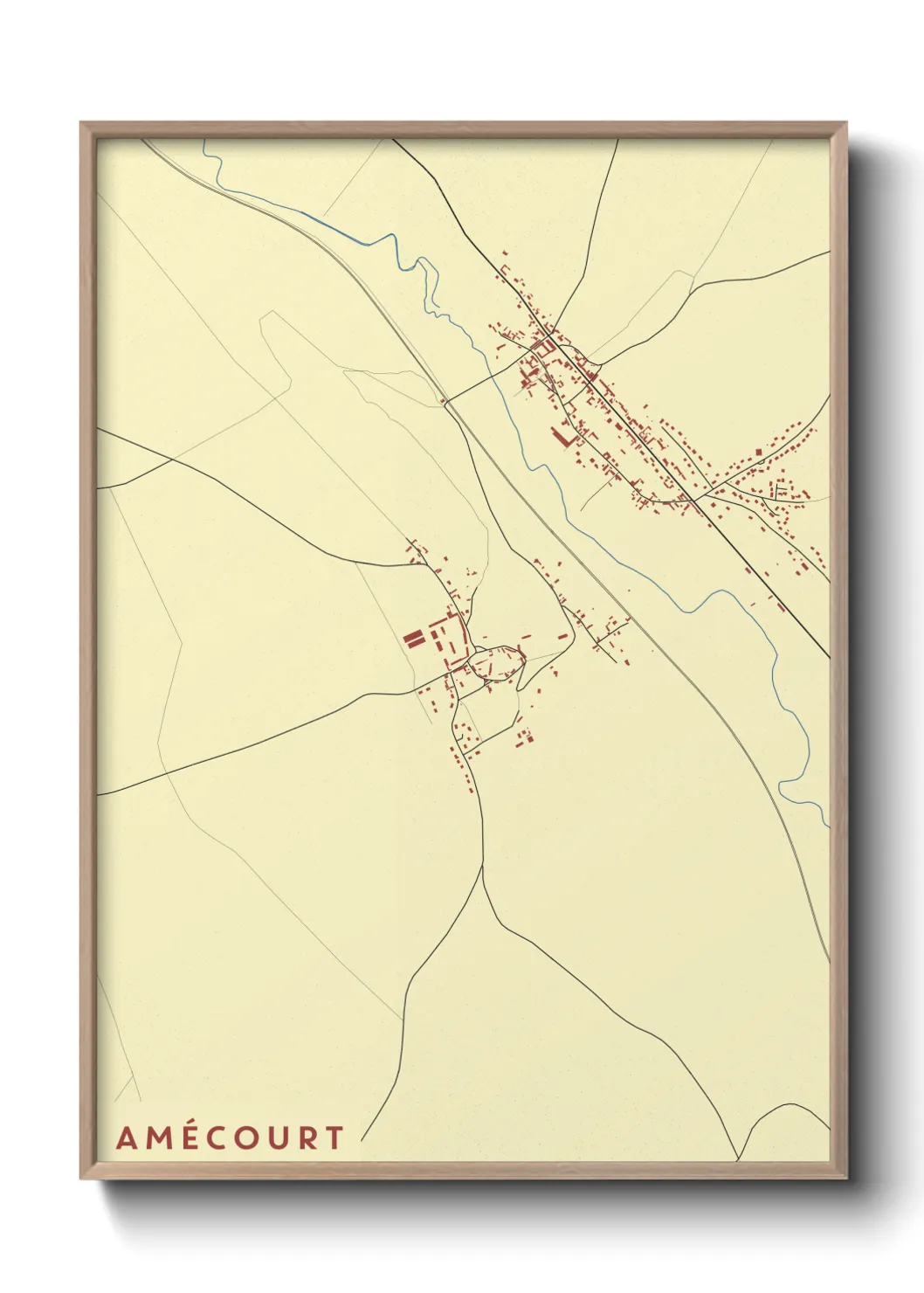 Une affiche de carte sur Amécourt