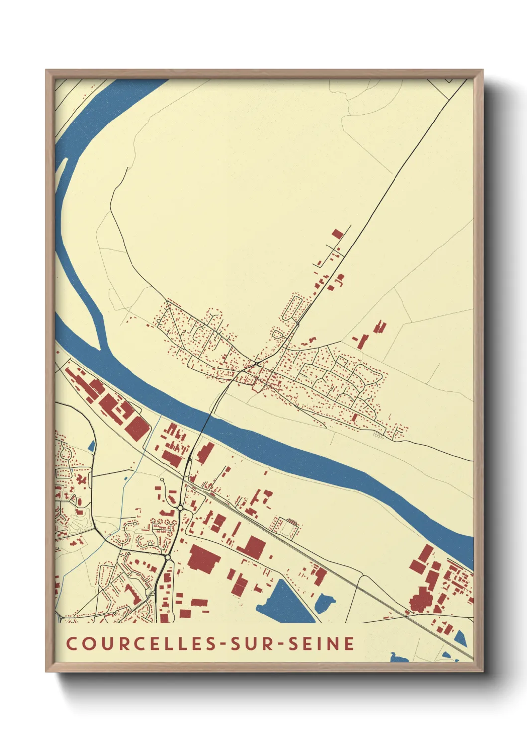 Une affiche de carte sur Courcelles-sur-Seine