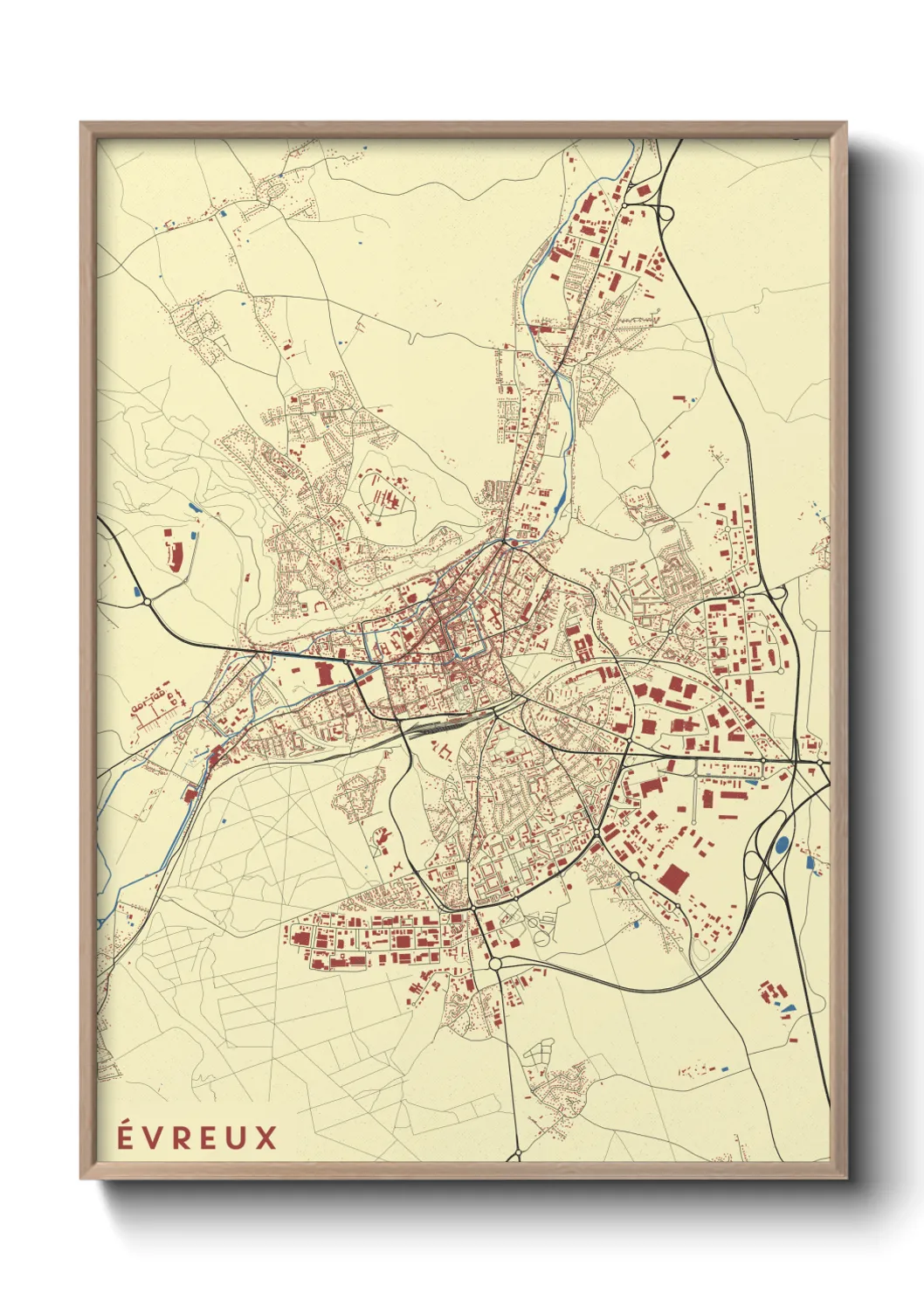 Une affiche de carte sur Évreux