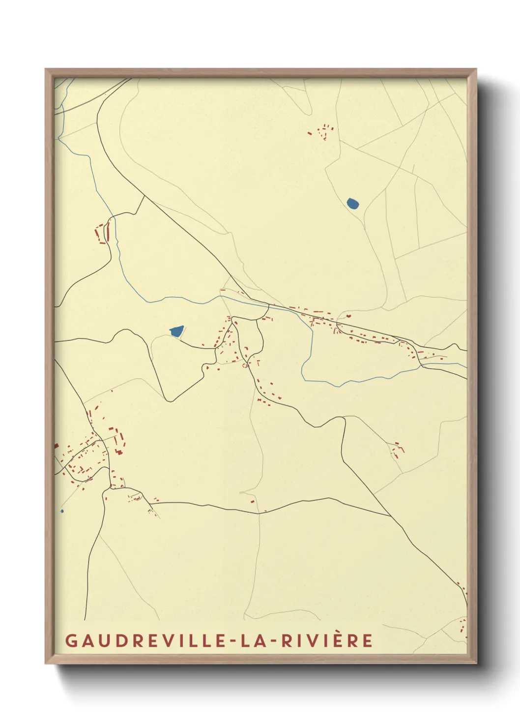Une affiche de carte sur Gaudreville-la-Rivière