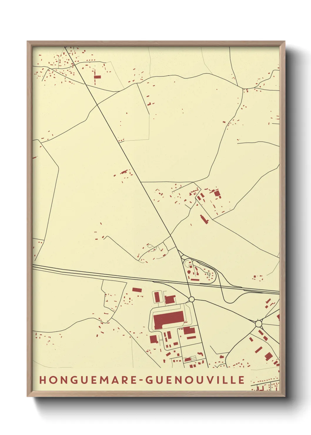 Une affiche de carte sur Honguemare-Guenouville